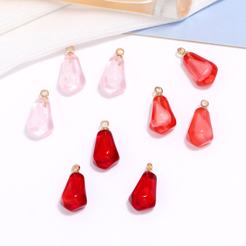 Resin Art Bracelet - 10pcs Pomegranate Seed Resin Pendants Fruit