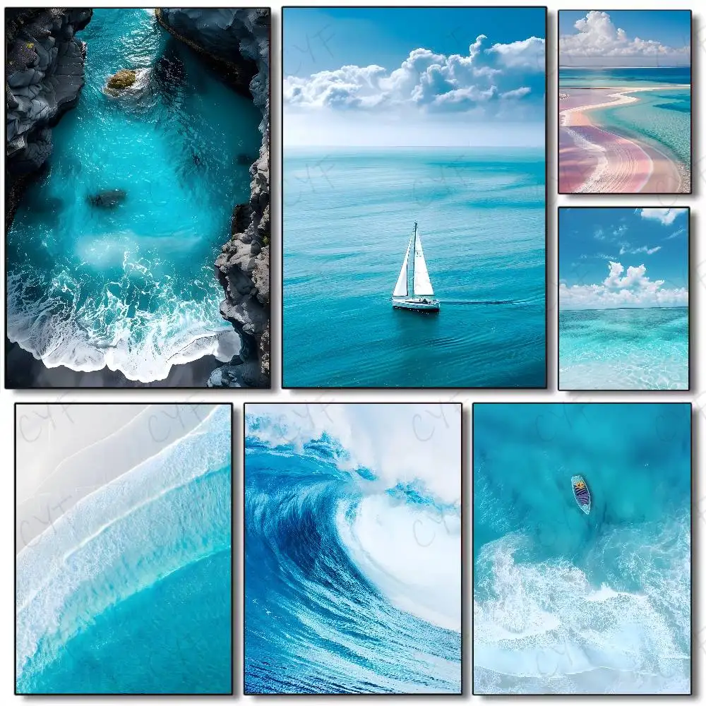 Resin Art Ocean - Beach Ocean Wave Poster Wall Art