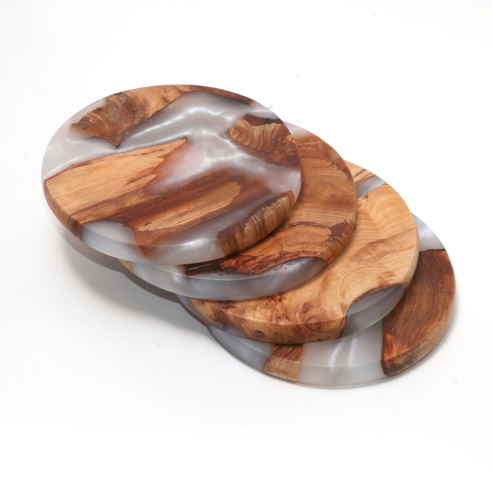 Resin Art Work - Drink Coaster Set, Wooden Bar Coasters,