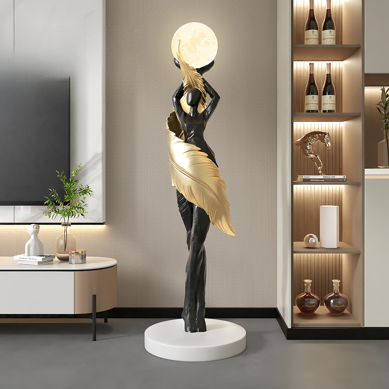 Resin Art In Floor - Modern HomeDecor Abstract Feather Girl Art