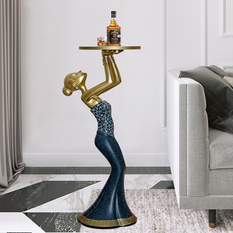 Resin Art In Floor - Retro Ethnic Kneeling Girl Statue Home
