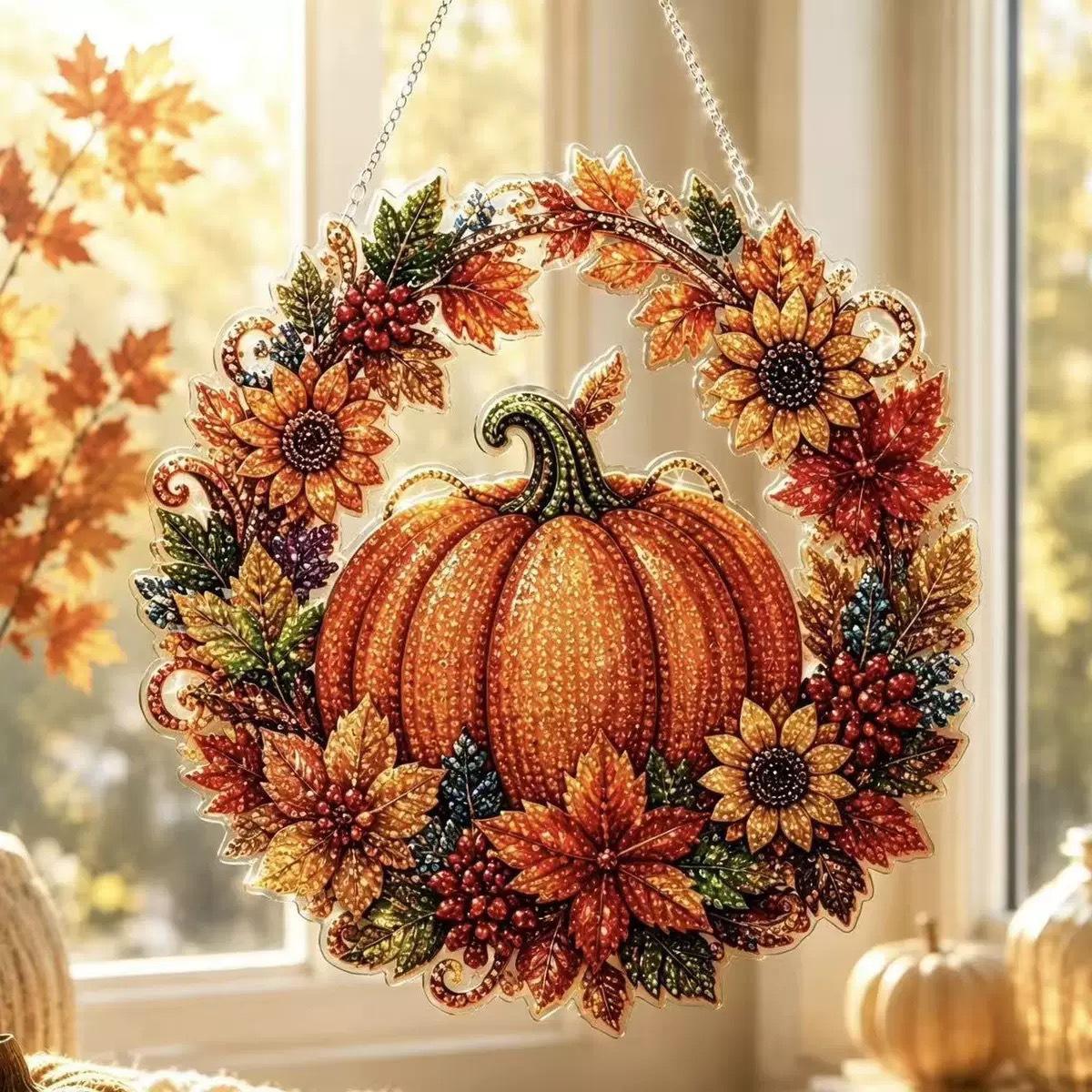 Resin Art Kits - Halloween Pumpkins Diamond Art Hanging Ornament