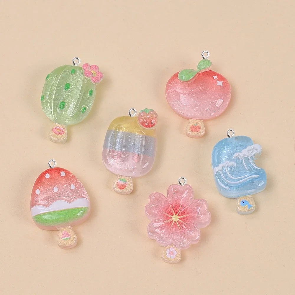 Resin Art Glitter - 10Pcs Kawaii Summer Popsicle Resin Pendants
