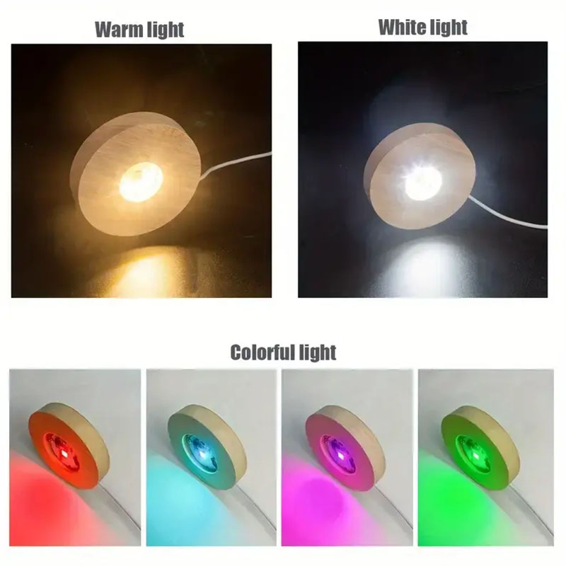 Wood Round LED Night Light Bas - Resin Art Stand ulasan dan harga