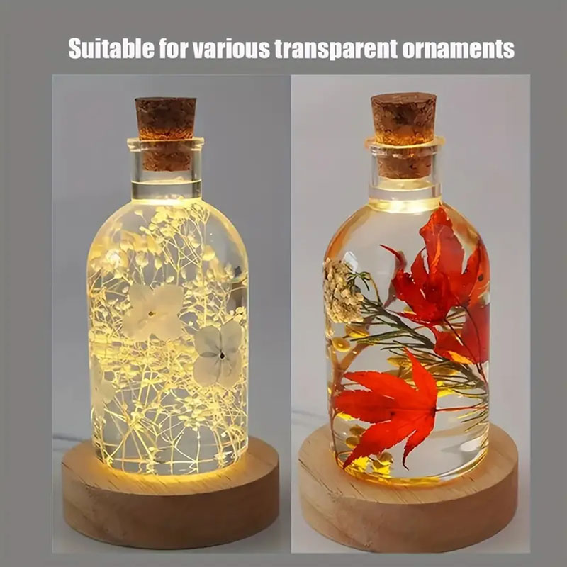 Wood Round LED Night Light Bas - Resin Art Stand ulasan dan harga