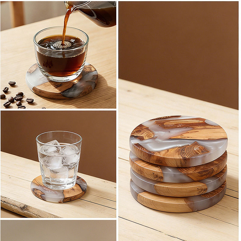 Drink Coaster Set, Wooden Bar  - Resin Art Work ulasan dan harga