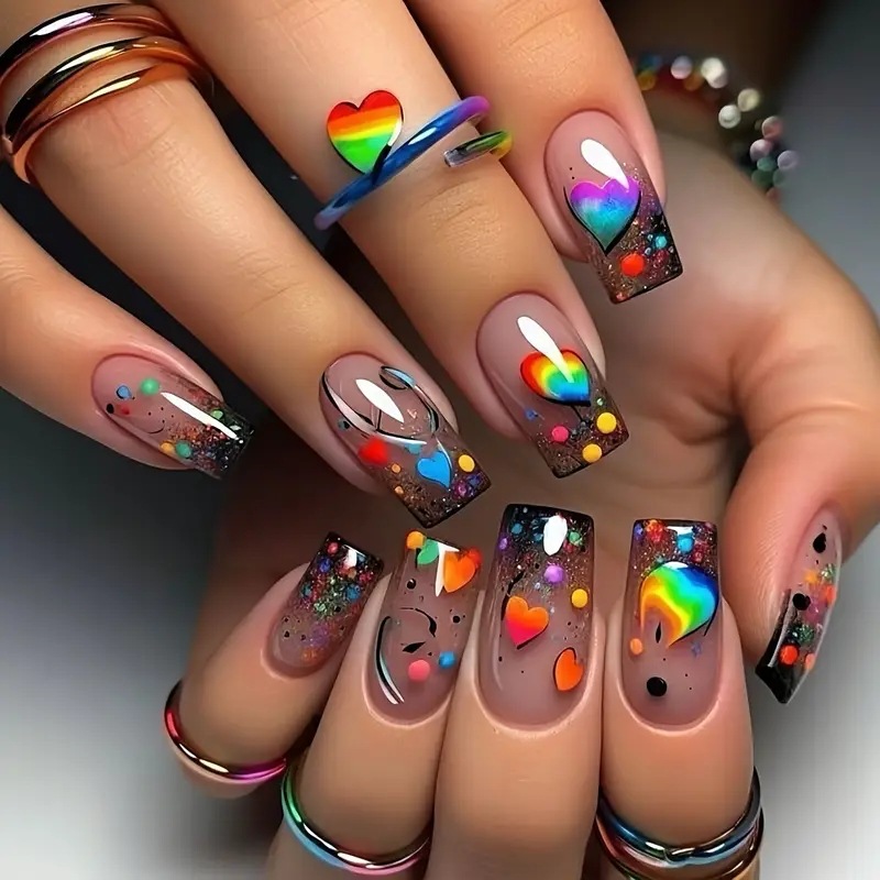 24PCS Nude Press on Nails Shor - Resin Art Glitter ulasan dan harga