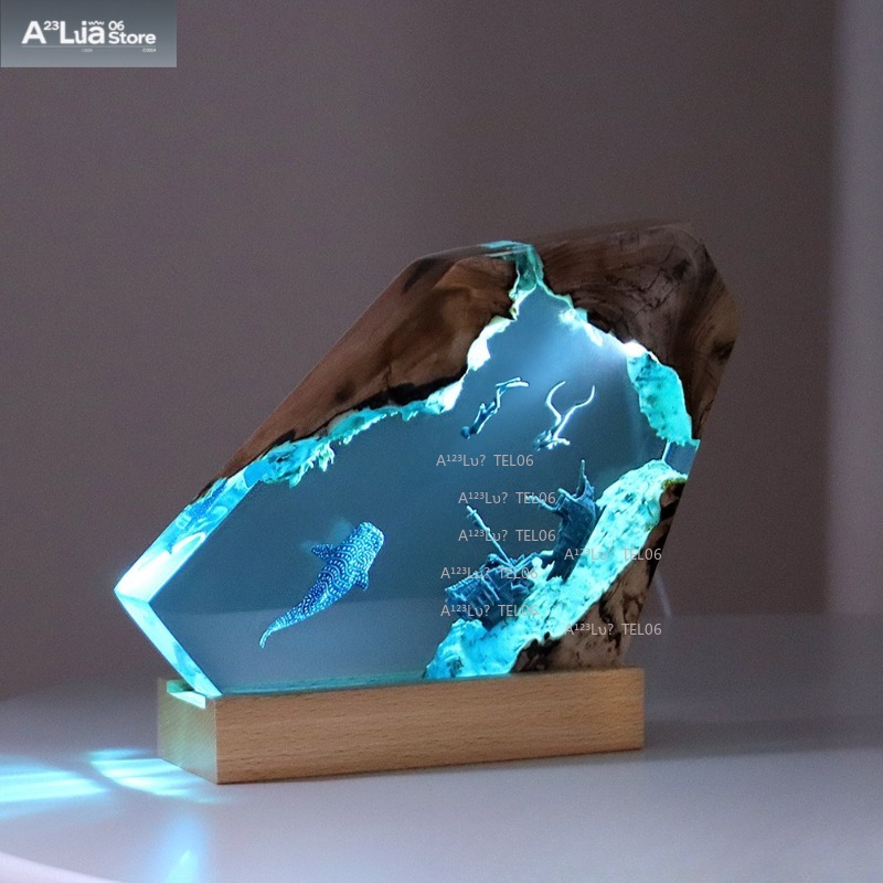 Wood Resin Night Light Ocean A - Resin Art Ocean ulasan dan harga