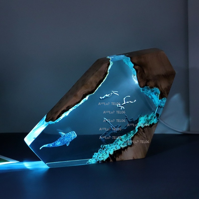 Wood Resin Night Light Ocean A - Resin Art Ocean ulasan dan harga
