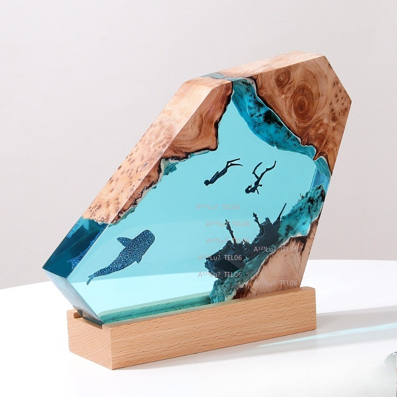 Wood Resin Night Light Ocean A - Resin Art Ocean ulasan dan harga
