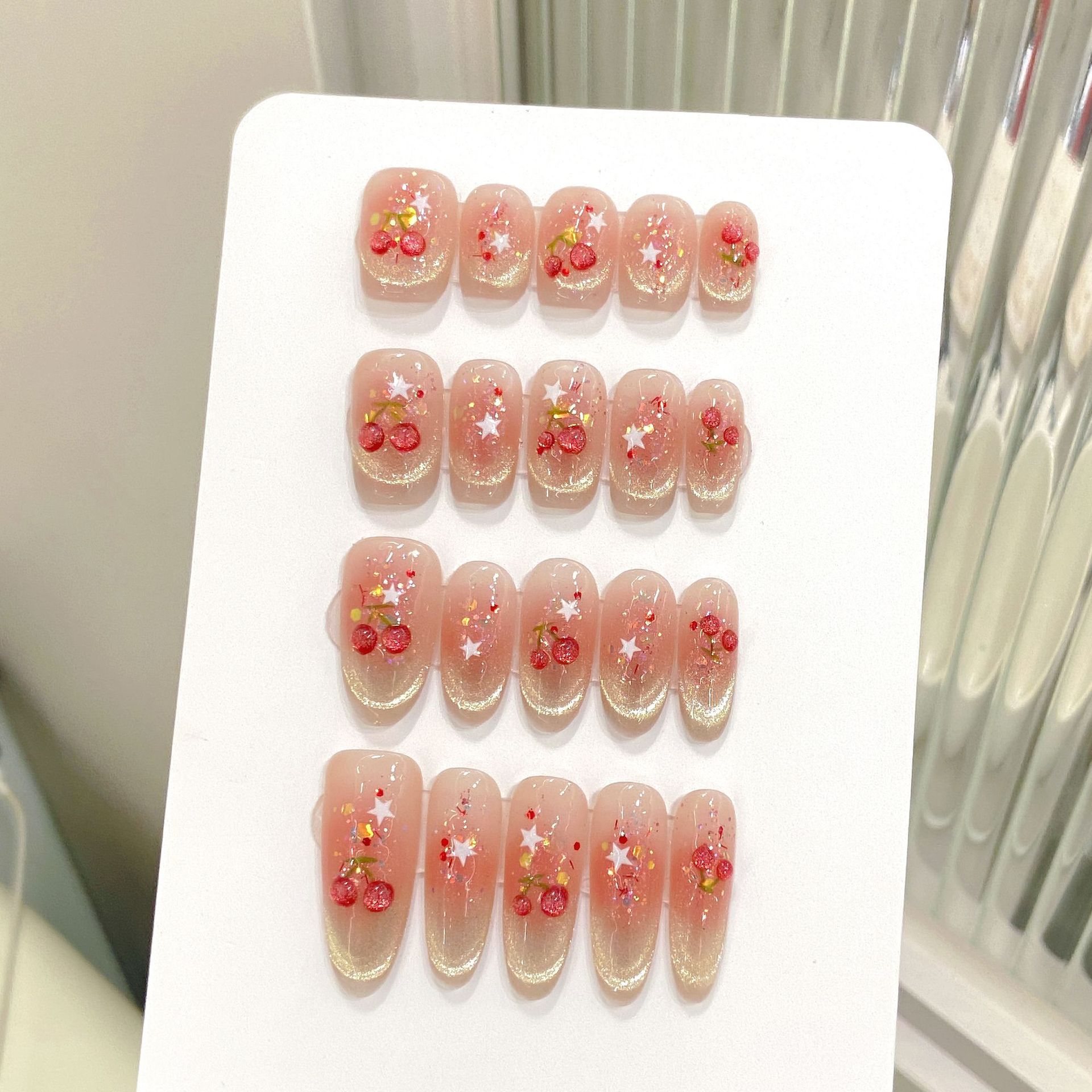10pcs Sweet Cherry Press On Na - Resin Art Glitter ulasan dan harga