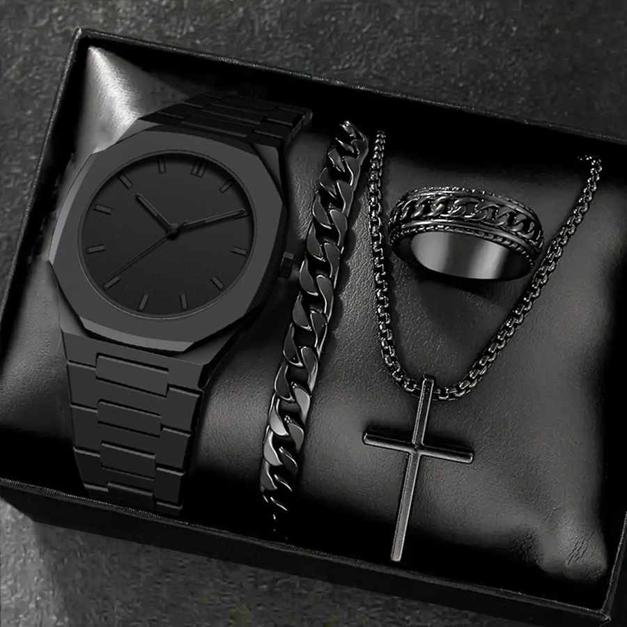 Men's 4PCS Watch Set Fashion C - Resin Art Watch ulasan dan harga