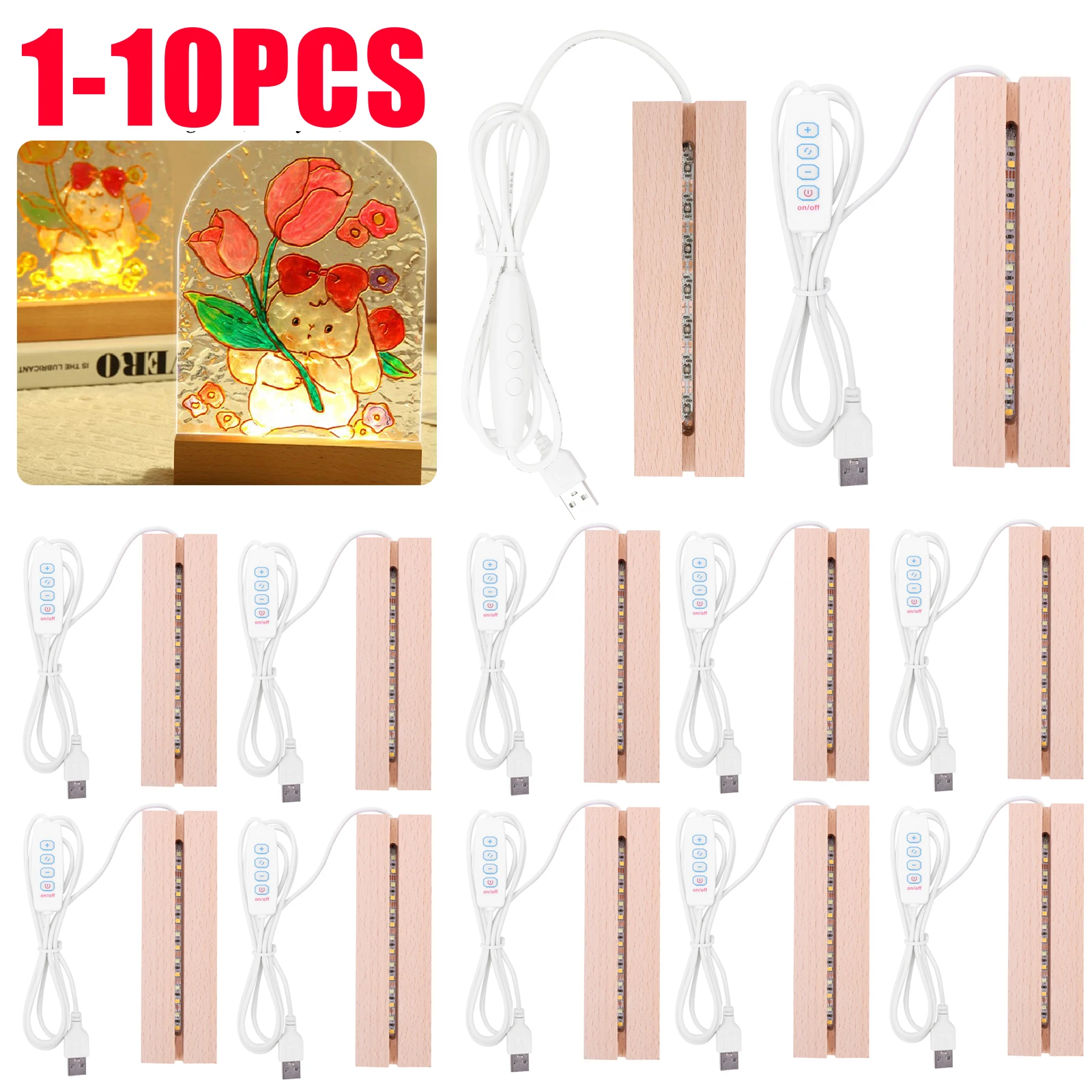 1-10pcs LED Wood Light Display - Resin Art Stand ulasan dan harga