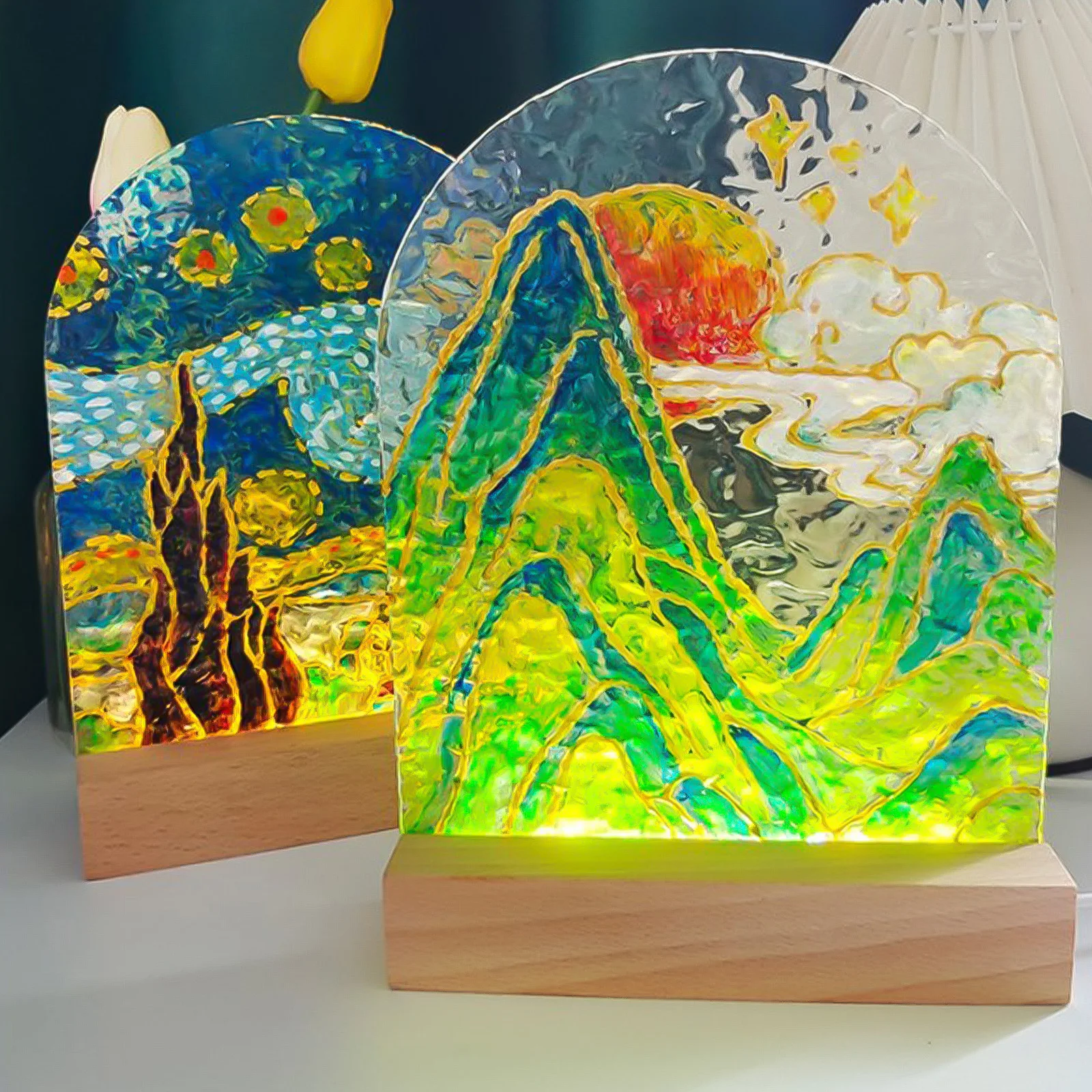 1-10pcs LED Wood Light Display - Resin Art Stand ulasan dan harga