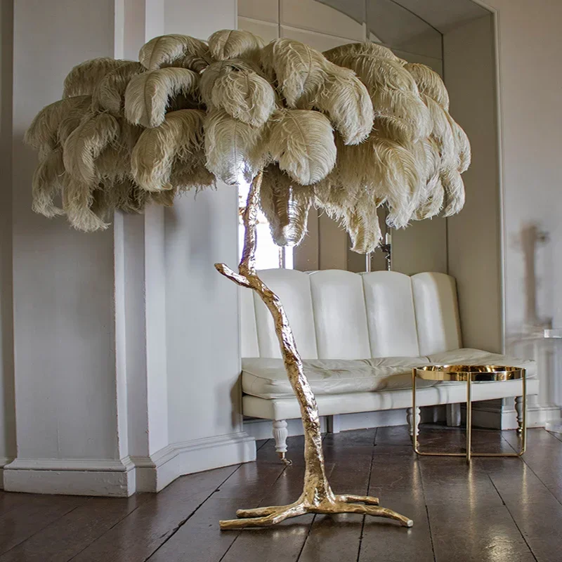 Modern Led Ostrich Feather Flo - Resin Art In Floor ulasan dan harga