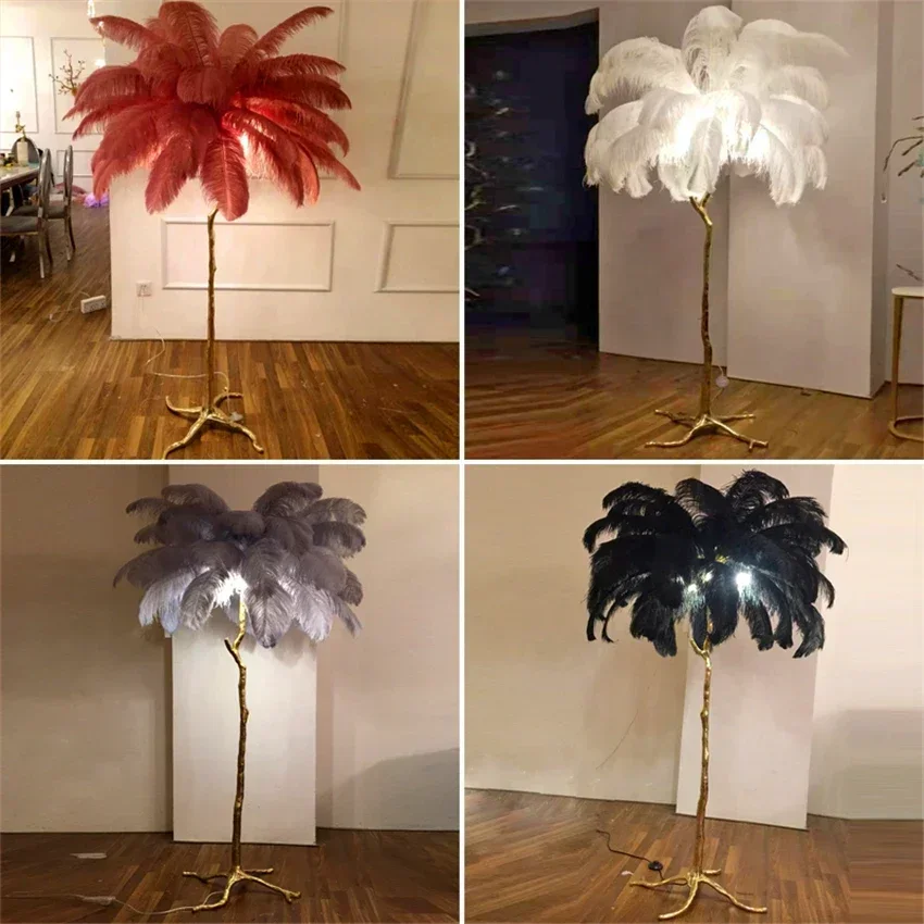 Modern Led Ostrich Feather Flo - Resin Art In Floor ulasan dan harga