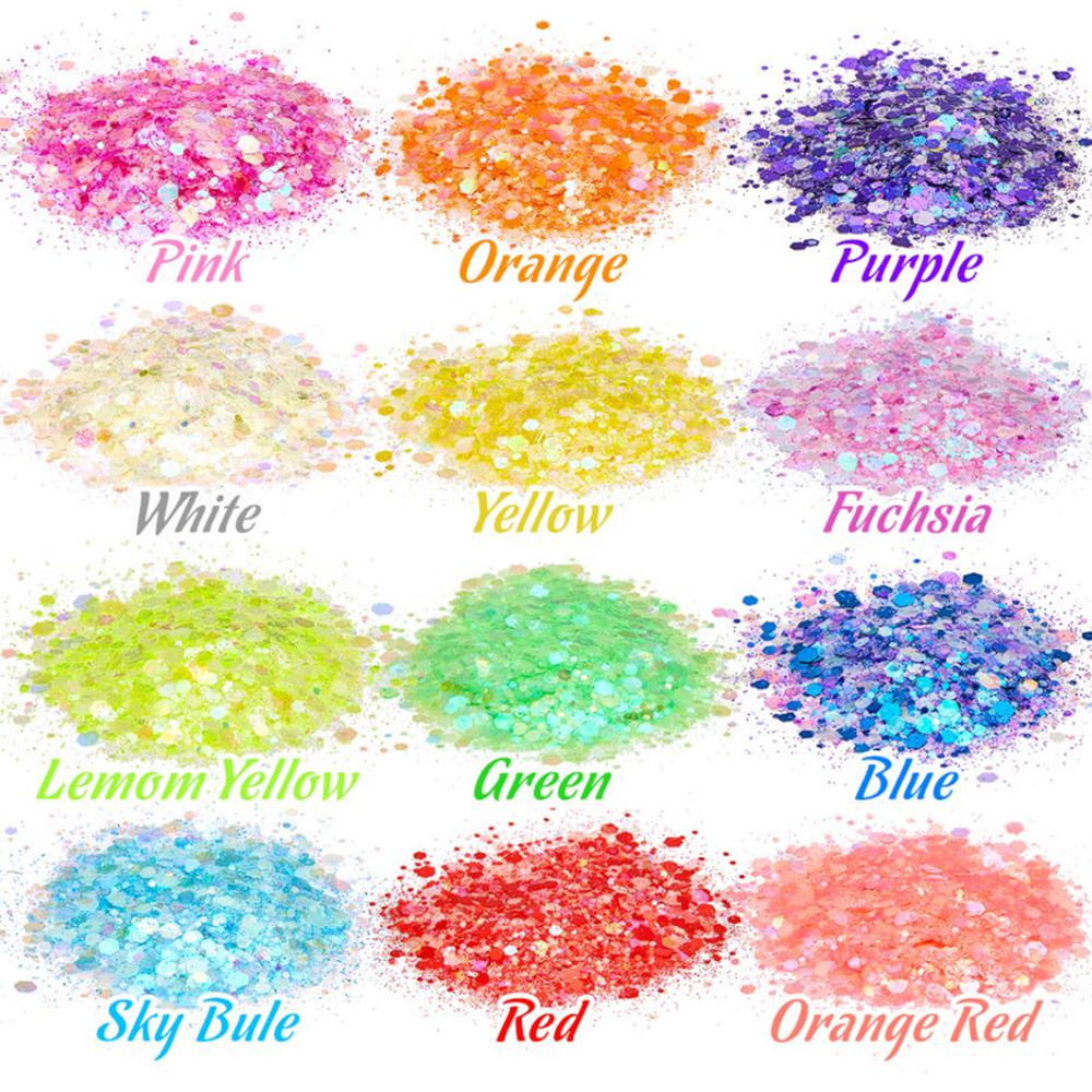 24 Colors Luminous Sequins Glo - Glitter Powder Resin ulasan dan harga