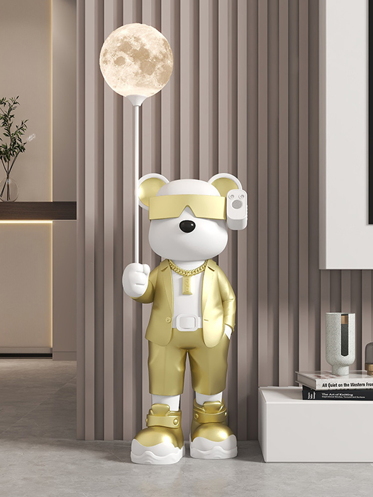 Home Decor Luminous Bear Statu - Resin Art In Floor ulasan dan harga