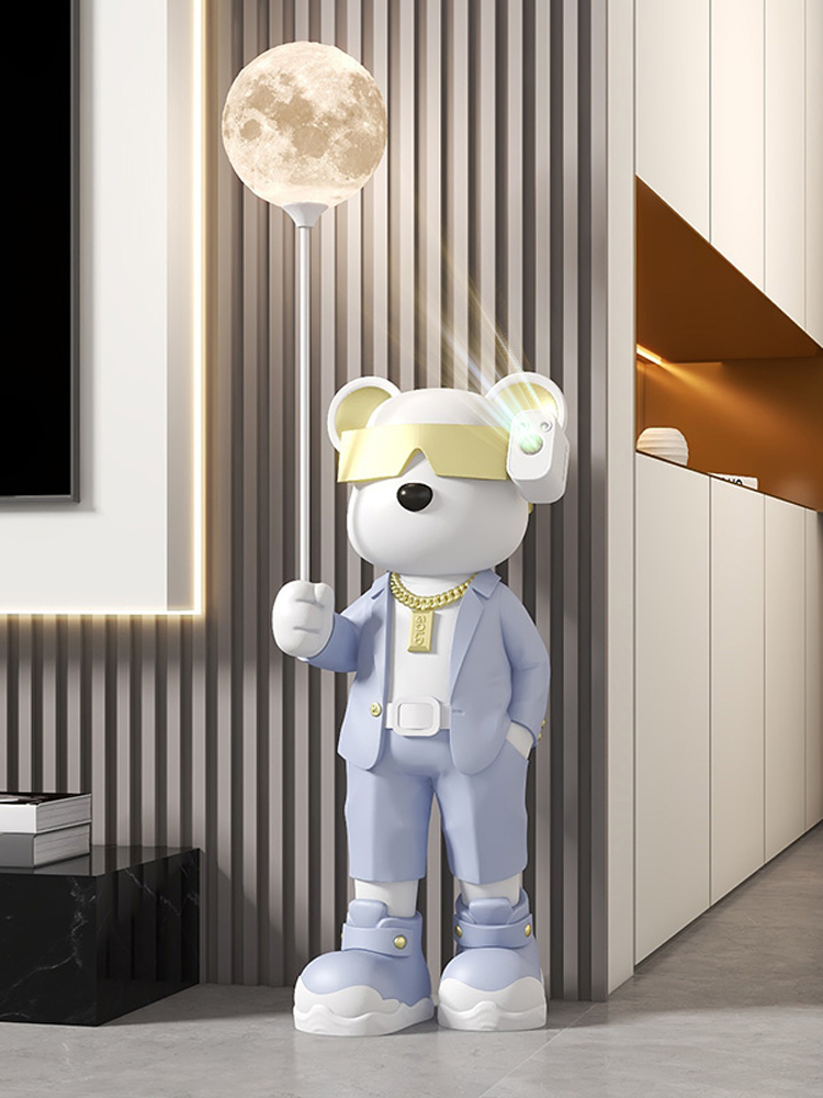 Home Decor Luminous Bear Statu - Resin Art In Floor ulasan dan harga