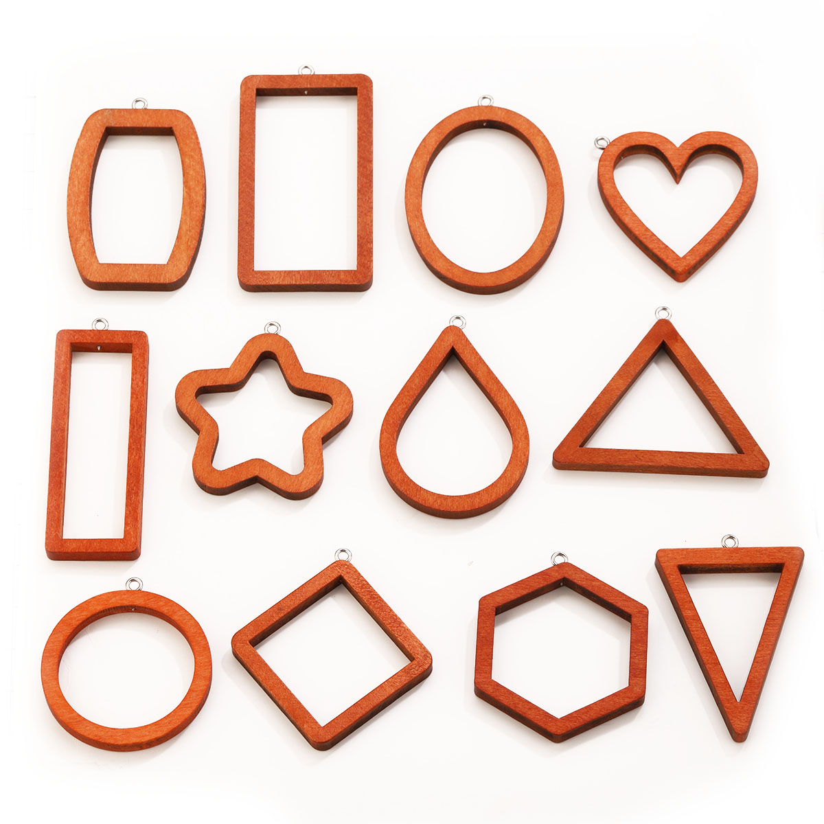 10PCS Triangle Rectangle Wood  - Resin Art Earrings ulasan dan harga