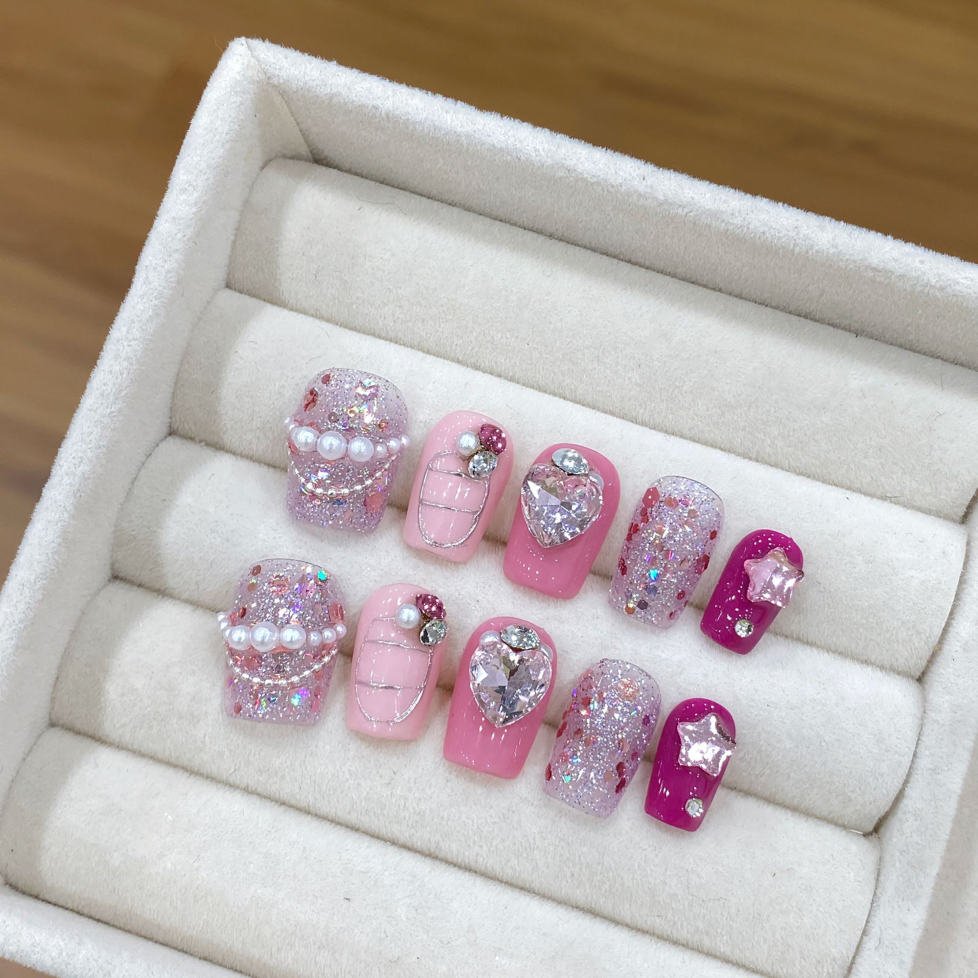 Handmade Press on Nails Shiny  - Resin Art Glitter ulasan dan harga